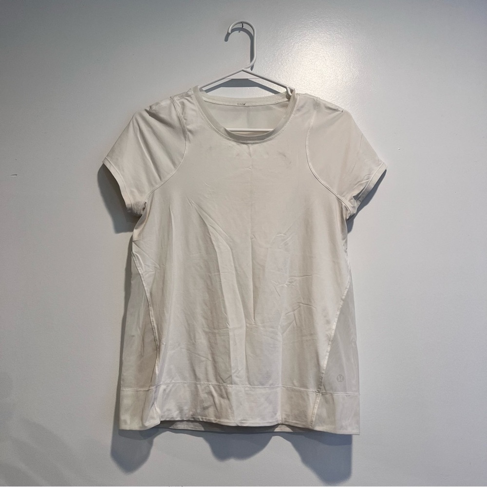 Lululemon White Mesh Athletic Tee Shirt Women’s Size Small